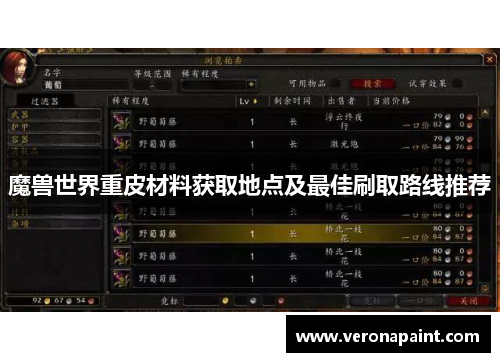 魔兽世界重皮材料获取地点及最佳刷取路线推荐